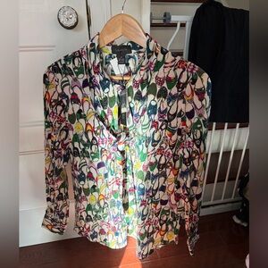 NWT GRACIA- Vibrant Shoe-Patterned 👠Women's Blouse